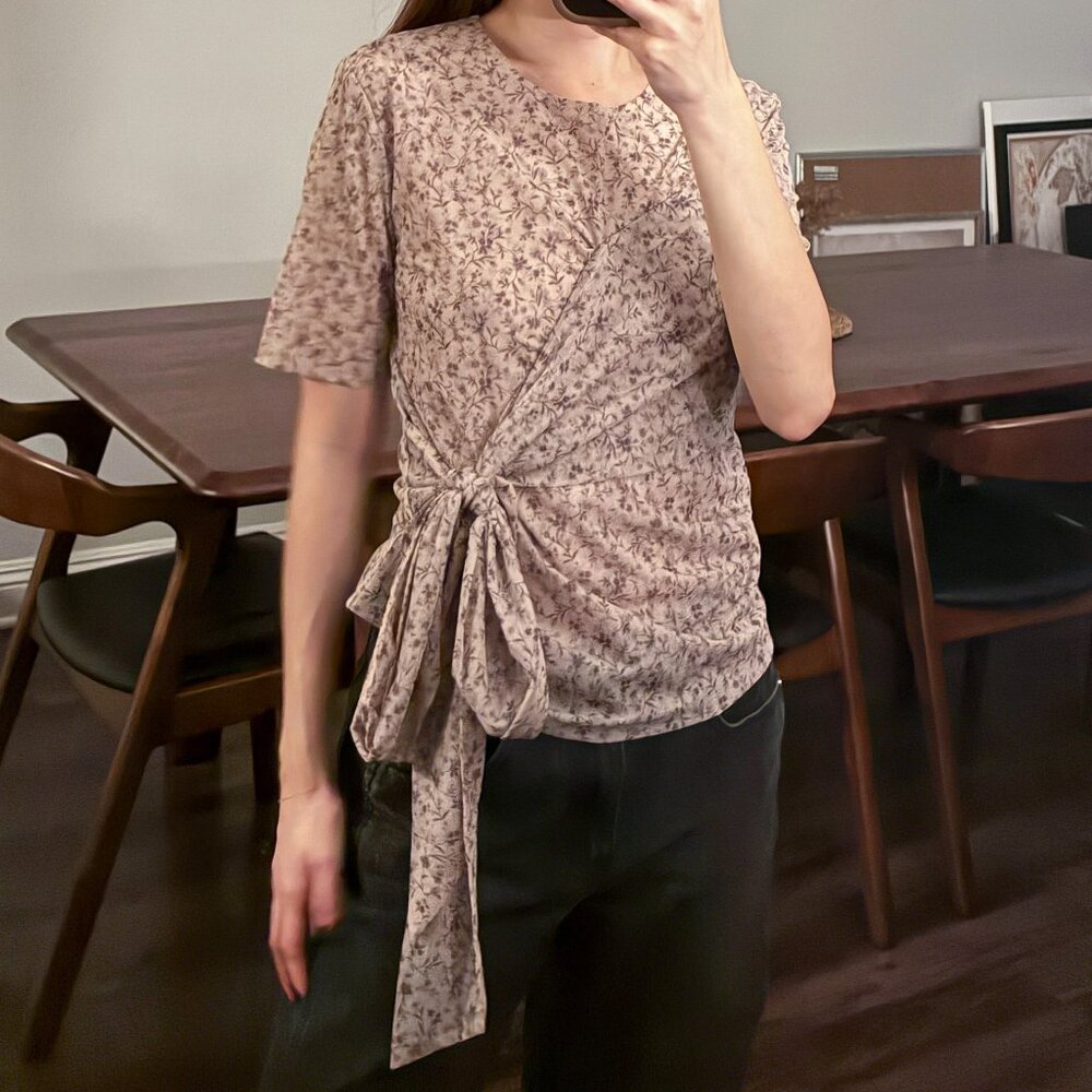 Floral Printed Tie Blouse